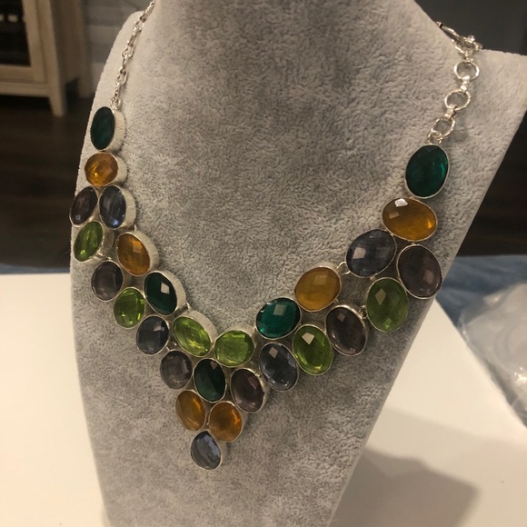 18” Sterling Silver Multi Gemstone Necklace - Picture 2 of 3